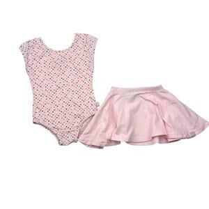 Omi Jo Well Dressed Wolf Pink Hearts Leo & Skirt Set